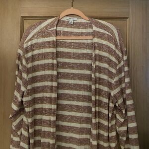 Nine West Cream and Brown Striped Cardigan